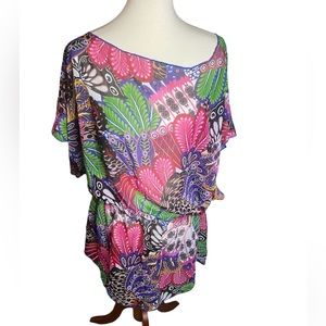 Xhiliration Butterfly Swimsuit Coverup with Sparkle Thread. Size Large.